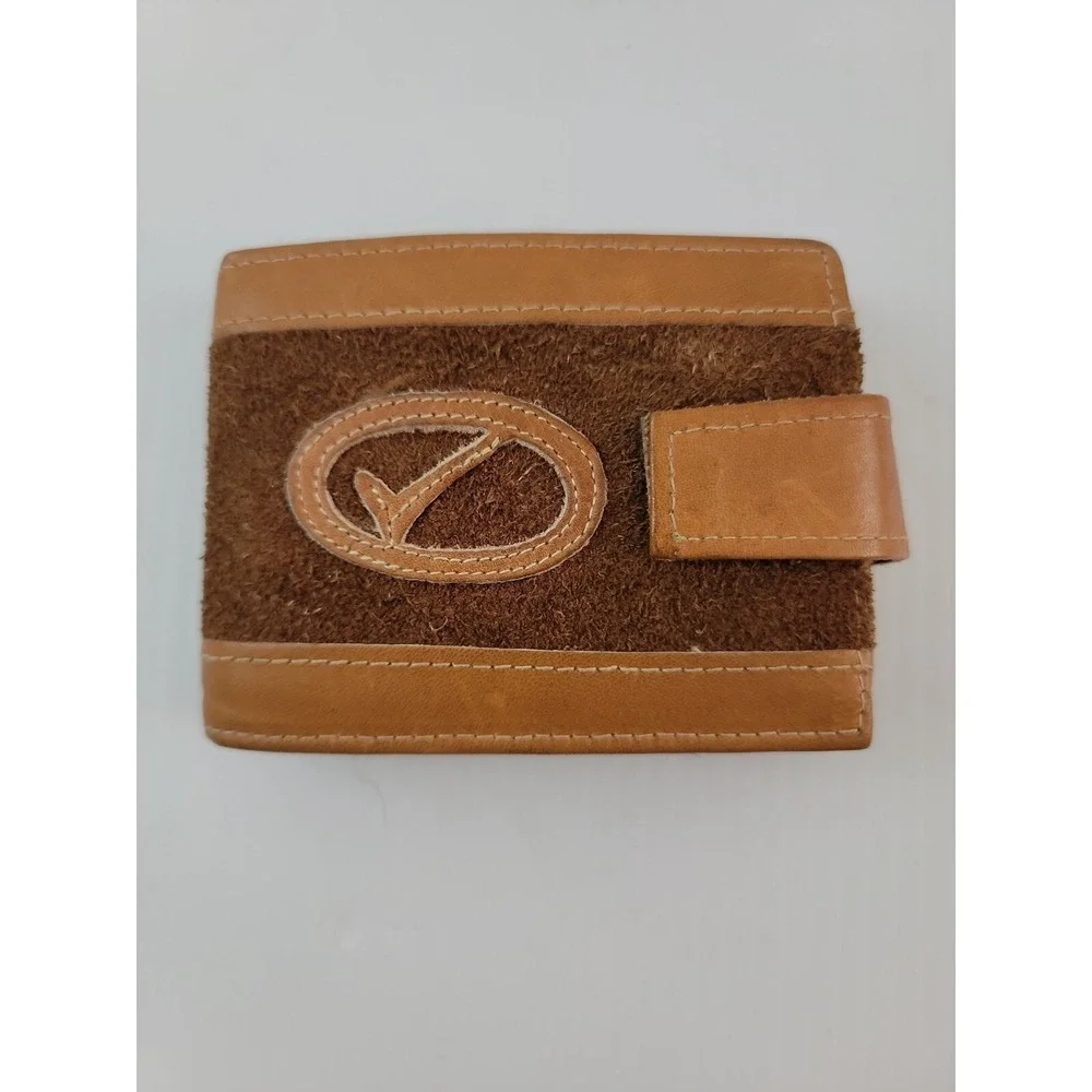 Vintage Men's Brown leather Bi Fold Wallet Picture Credit Card ID Check Mark